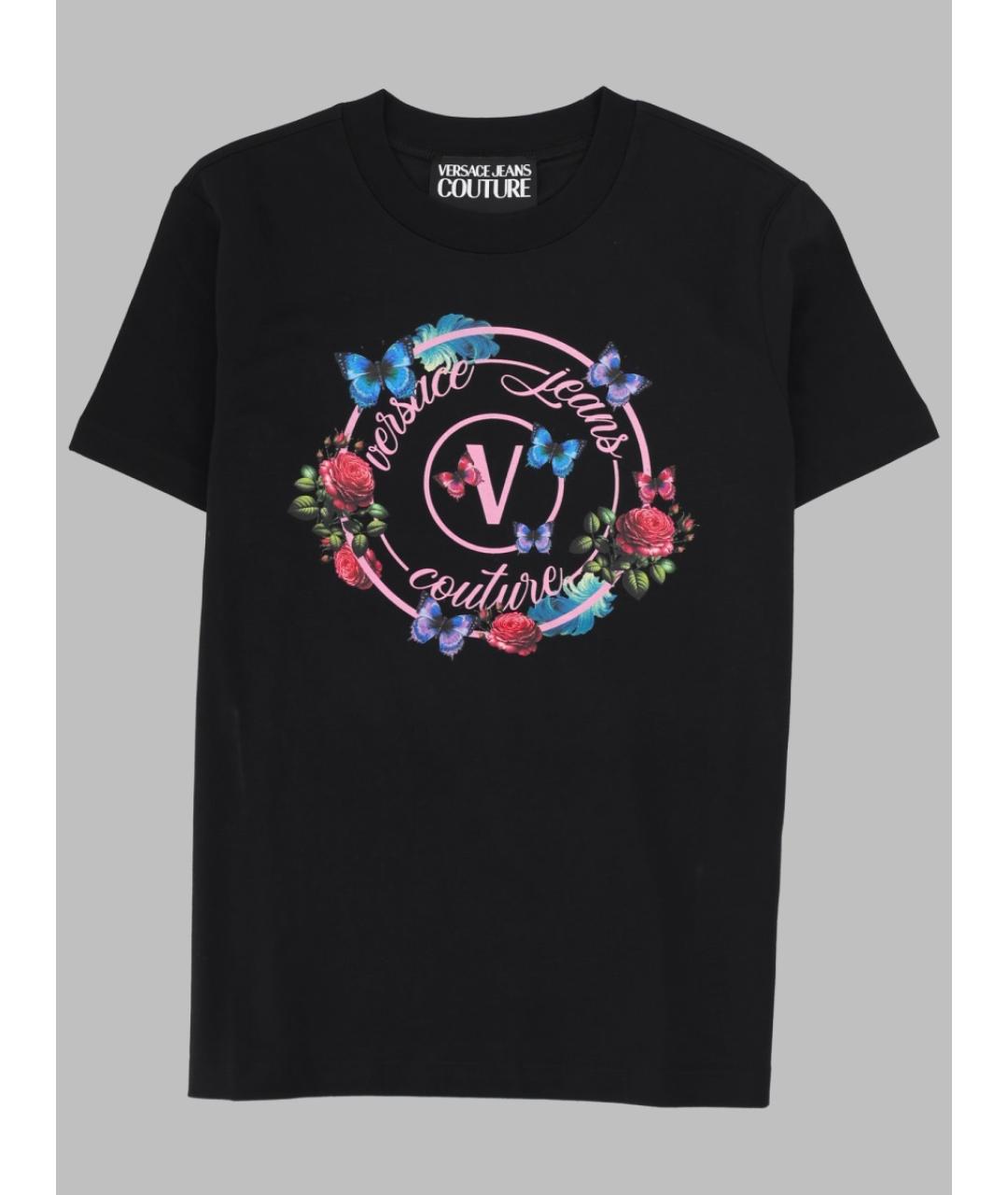 VERSACE JEANS COUTURE Черная хлопковая футболка, фото 3