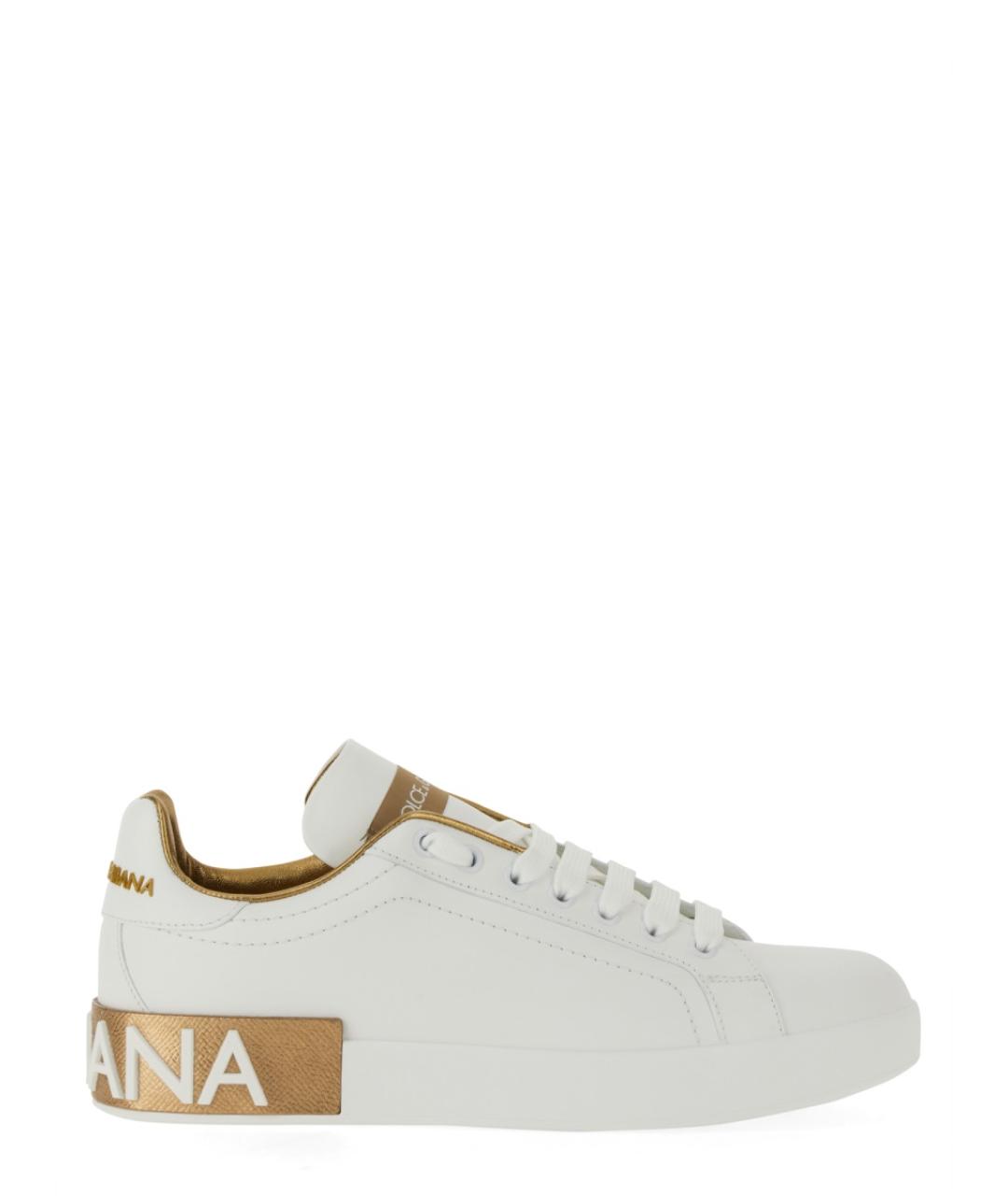 DOLCE&GABBANA Белые кожаные кеды, фото 3