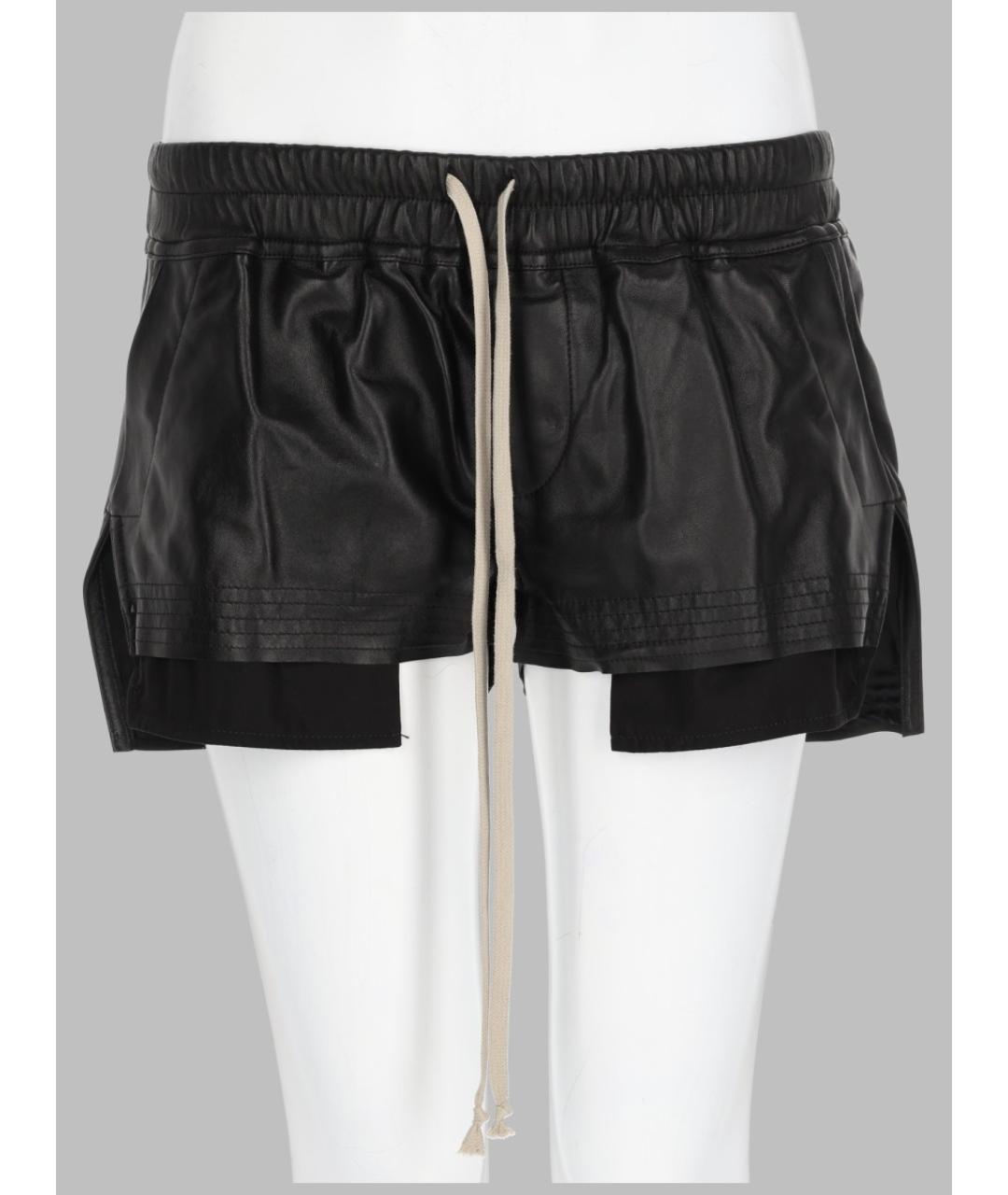 RICK OWENS Черные кожаные шорты, фото 3