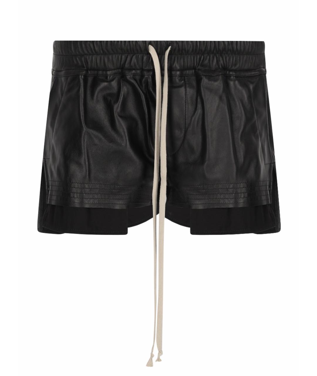 RICK OWENS Черные кожаные шорты, фото 1