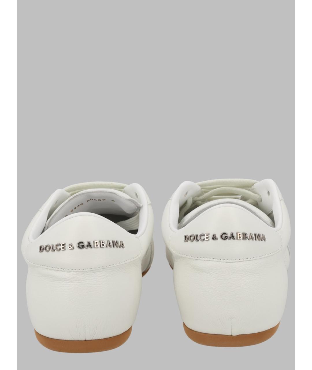 DOLCE&GABBANA Белые кожаные низкие кроссовки / кеды, фото 3