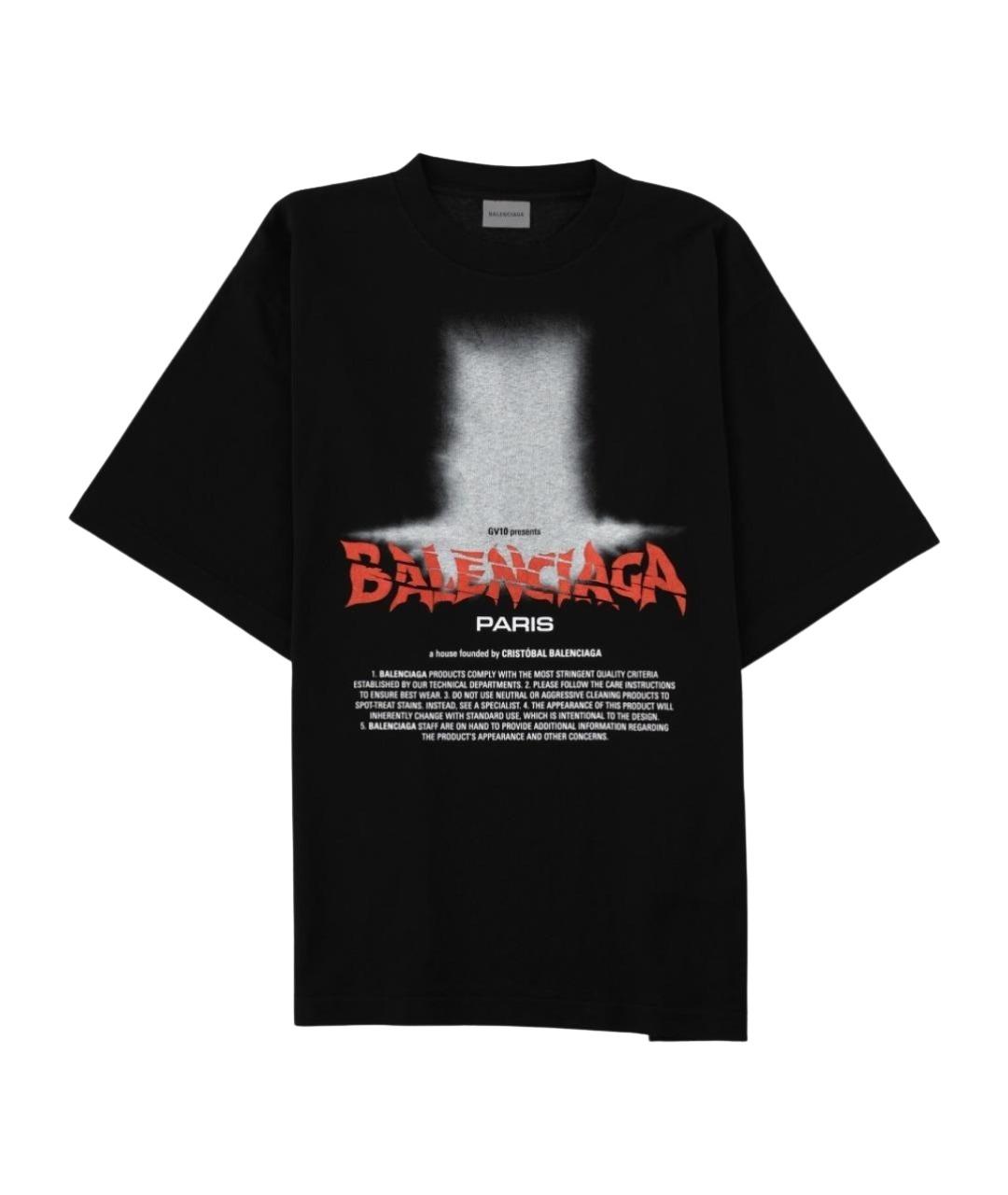 BALENCIAGA Черная хлопковая футболка, фото 1