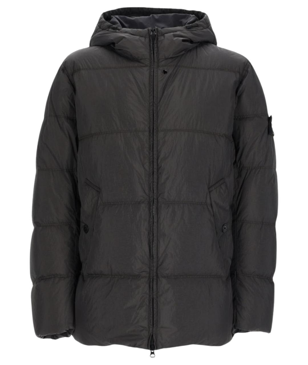 STONE ISLAND Антрацитовый полиамидовый пуховик, фото 1