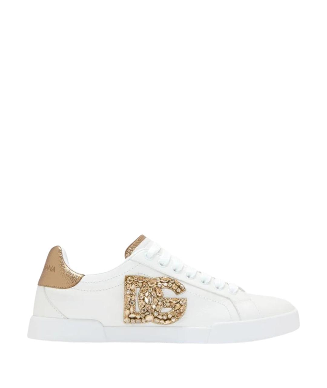 DOLCE&GABBANA Белые кожаные кеды, фото 1