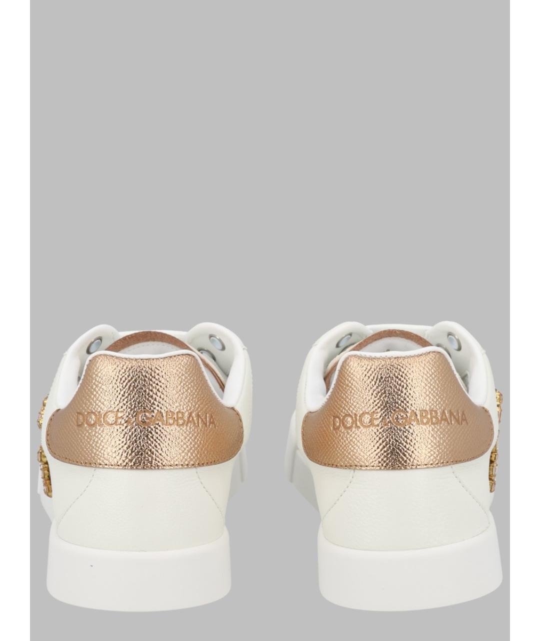 DOLCE&GABBANA Белые кожаные кеды, фото 3