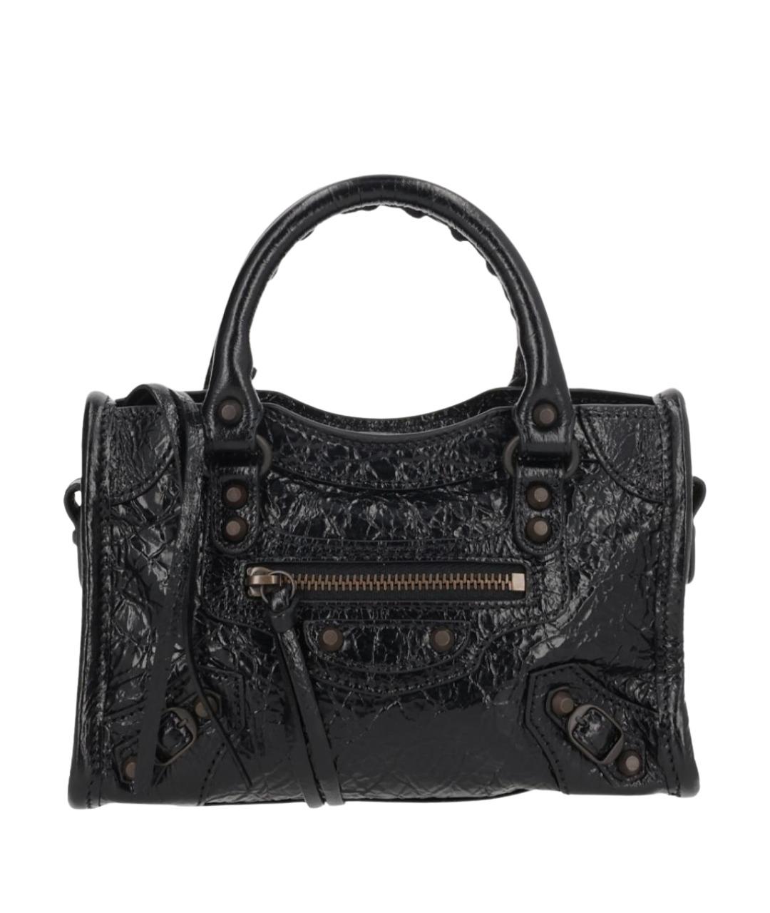 BALENCIAGA Черная кожаная сумка с короткими ручками, фото 1