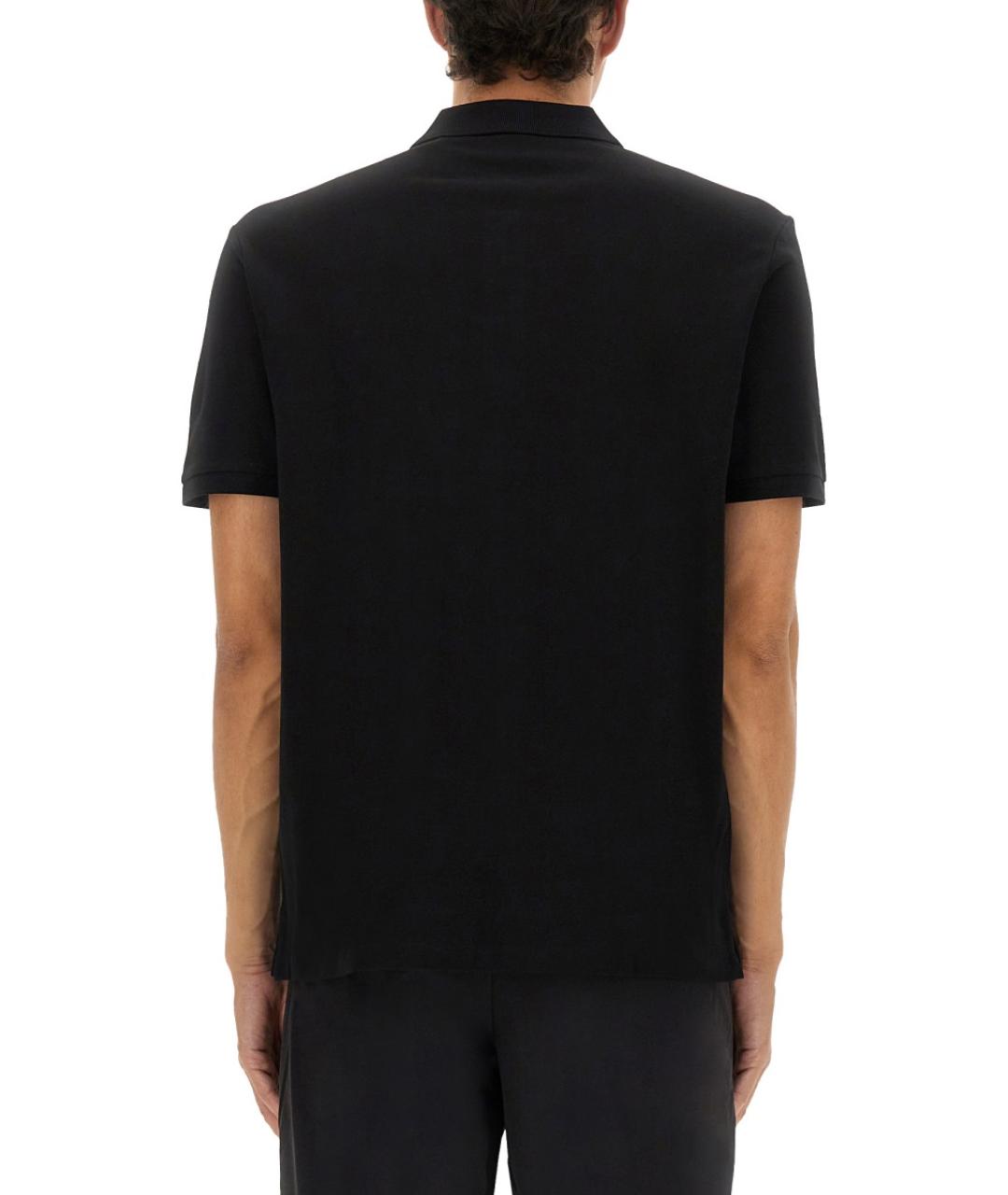 HUGO Черное хлопковое поло с коротким рукавом, фото 3