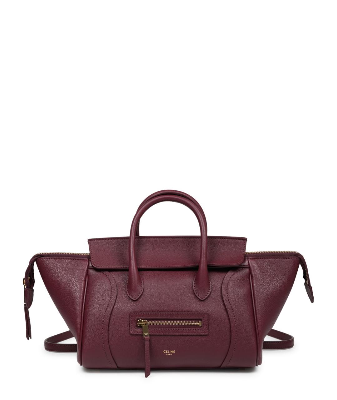 CELINE Бордовая кожаная сумка тоут, фото 1