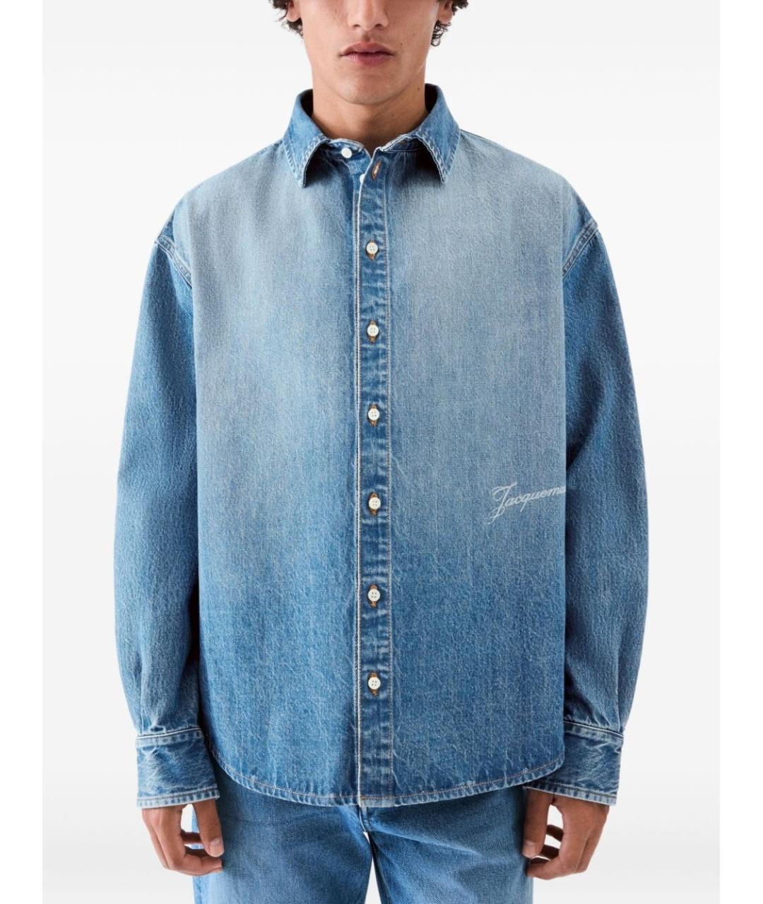 JACQUEMUS Голубая хлопковая кэжуал рубашка, фото 3
