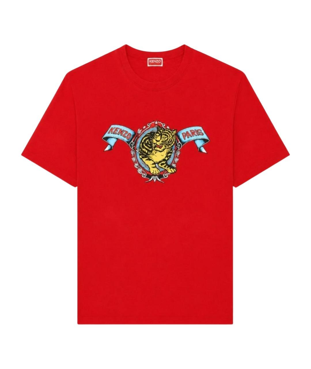 KENZO Красная хлопковая футболка, фото 1
