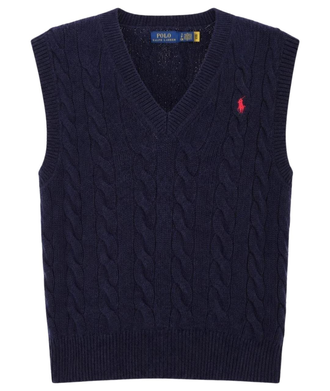 POLO RALPH LAUREN Темно-синяя шерстяная жилетка, фото 1