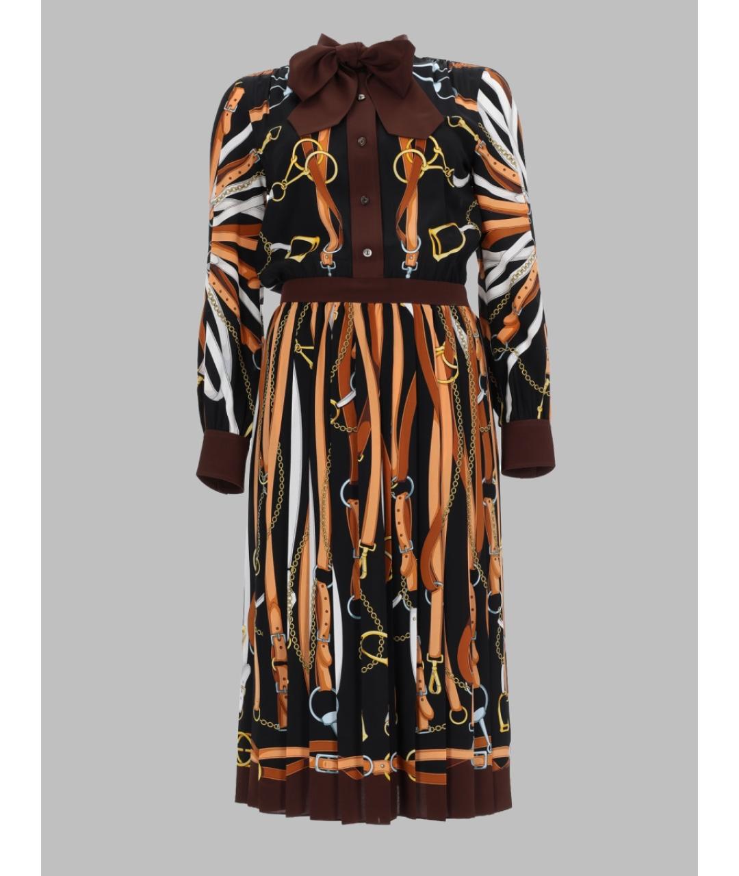 GUCCI Коричневое шелковое повседневное платье, фото 3