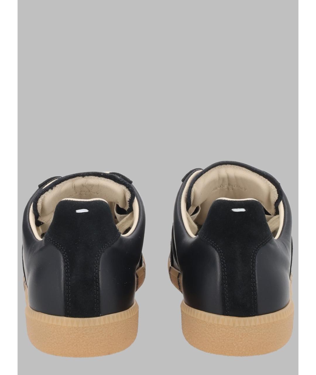 MAISON MARGIELA Черные кожаные низкие кроссовки / кеды, фото 3