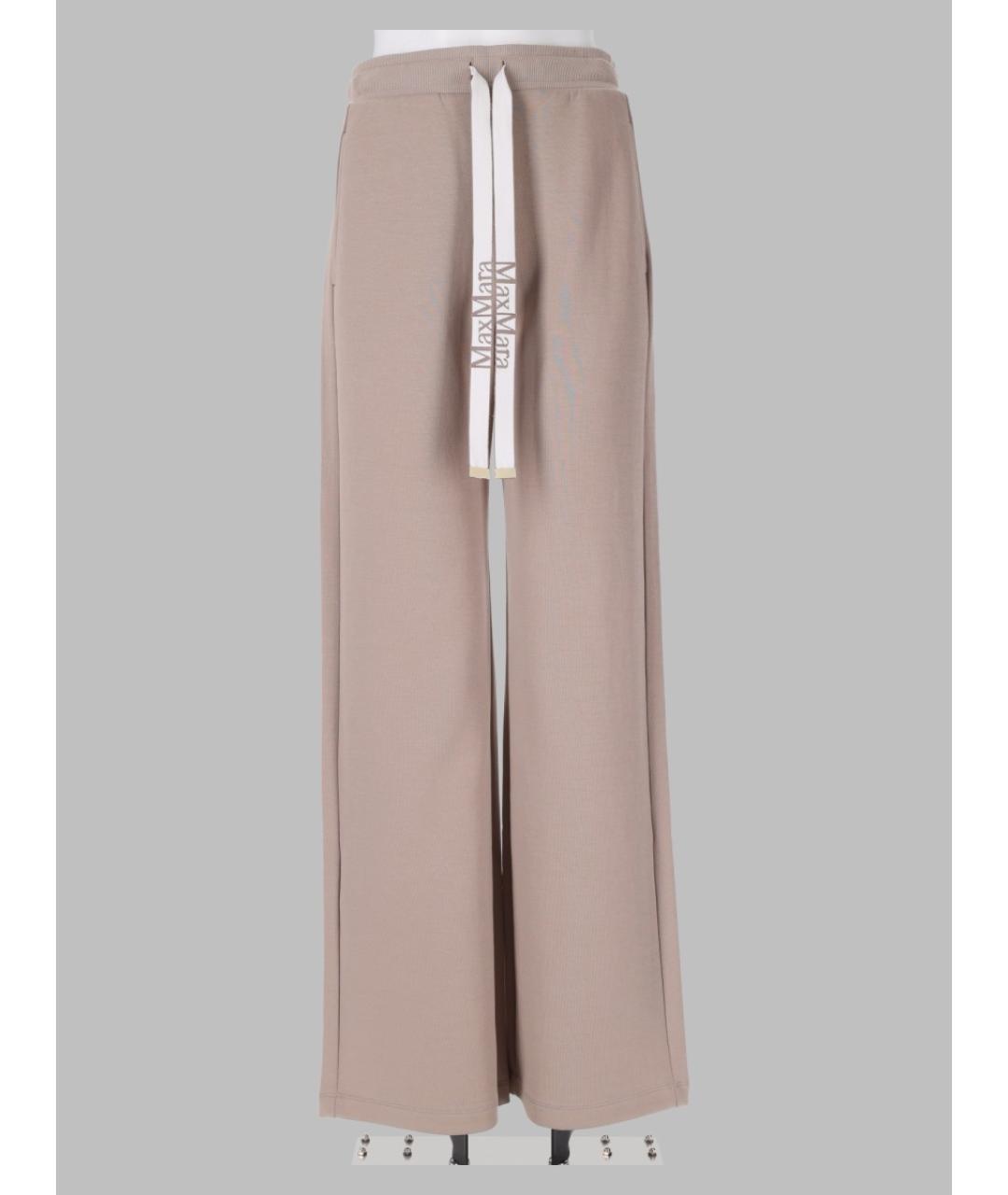 'S MAX MARA Бежевые хлопковые прямые брюки, фото 3
