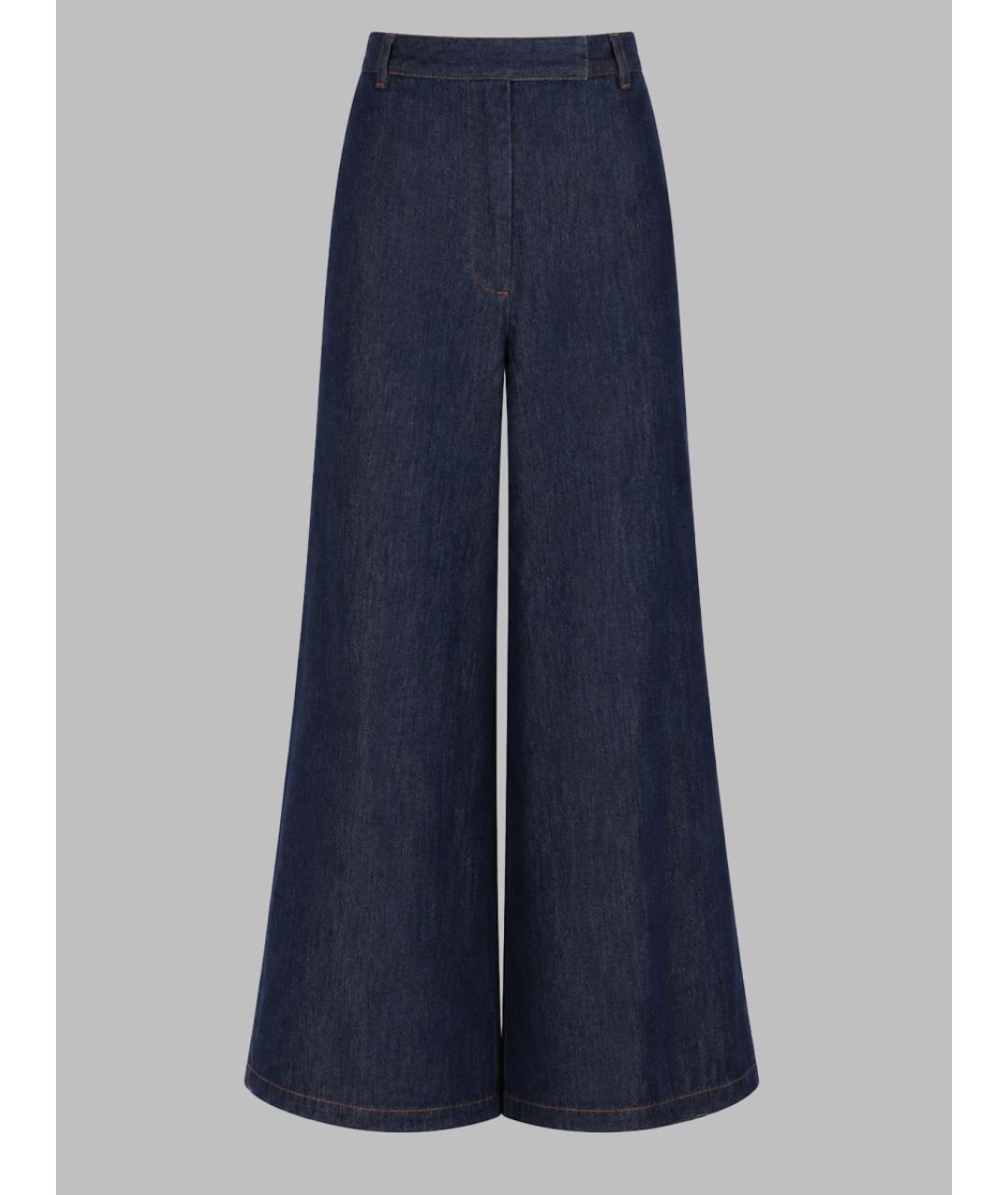DRIES VAN NOTEN Синие хлопковые прямые брюки, фото 3