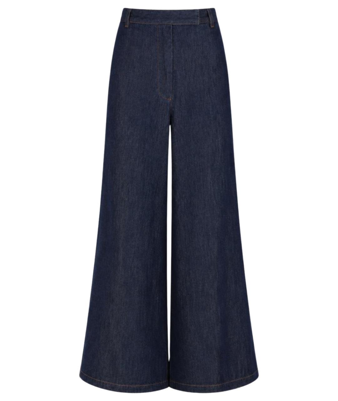 DRIES VAN NOTEN Синие хлопковые прямые брюки, фото 1