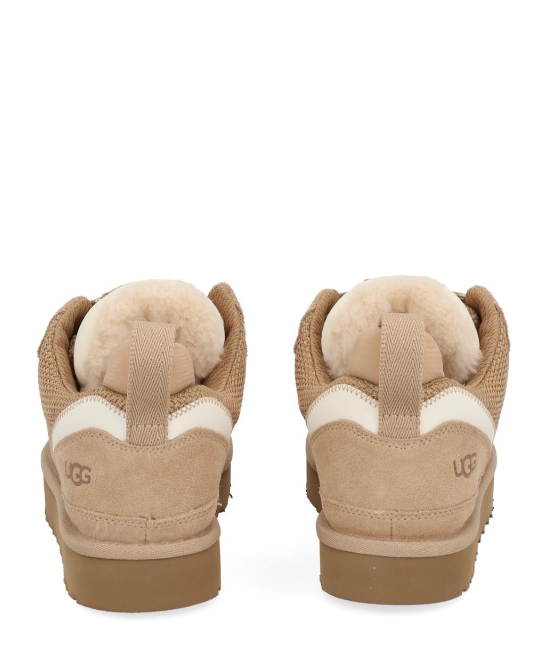 UGG Бежевые кожаные кроссовки, фото 6