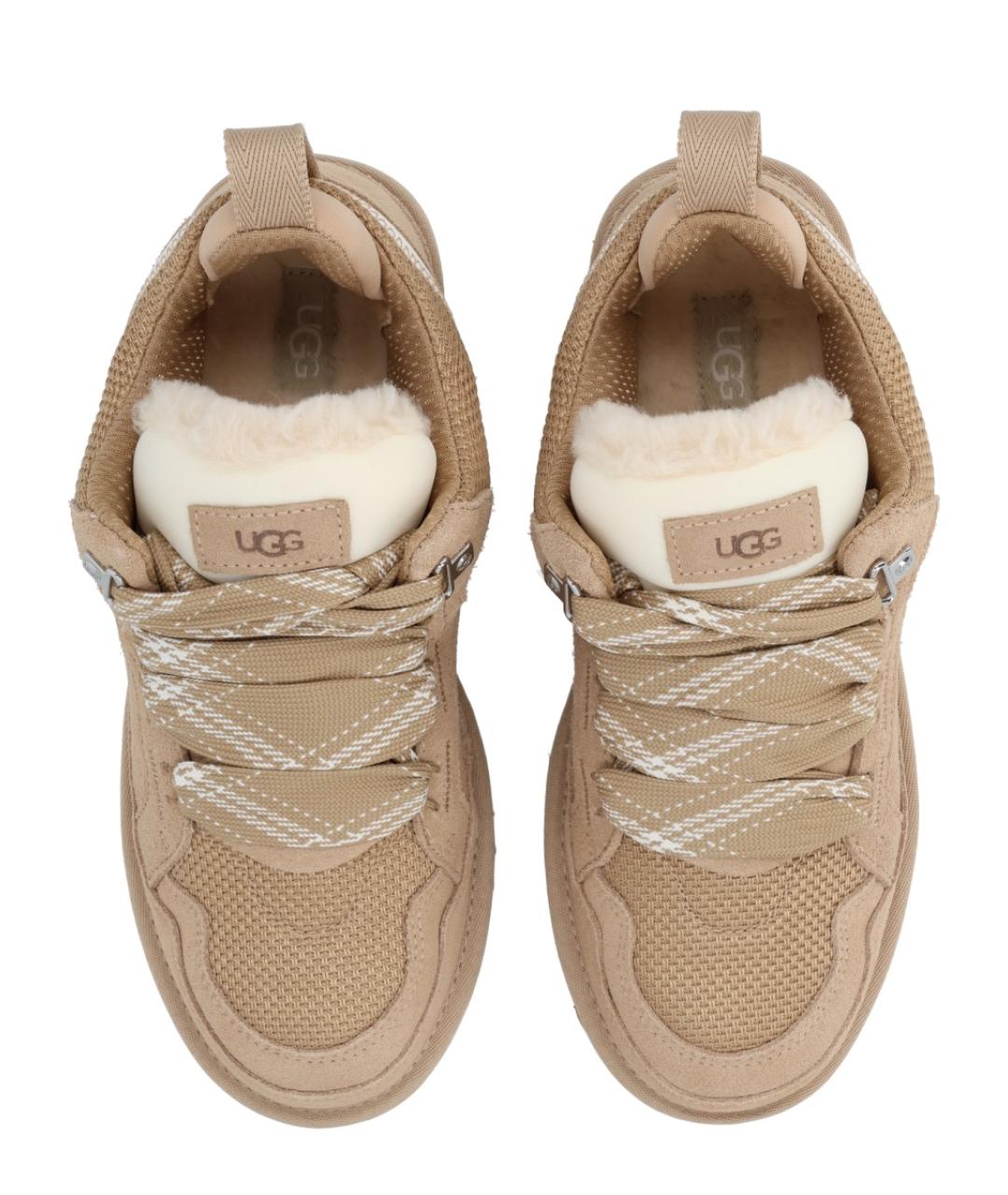 UGG Бежевые кожаные кроссовки, фото 8