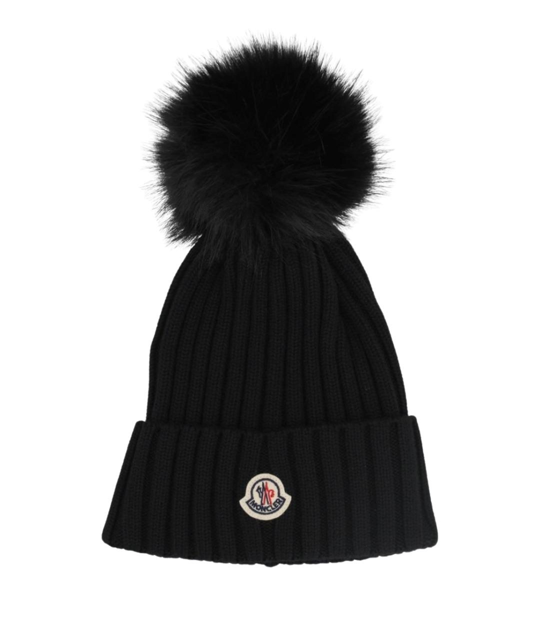 MONCLER Черная синтетическая шапка, фото 1