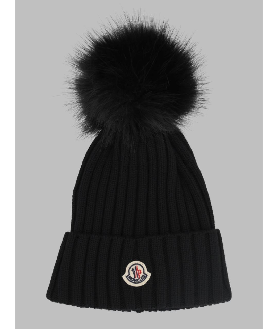 MONCLER Черная синтетическая шапка, фото 3