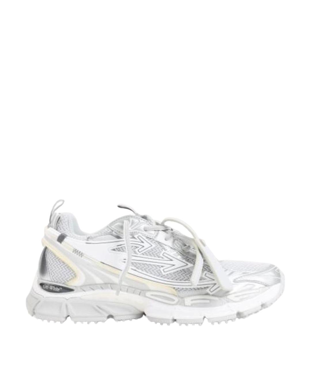 OFF-WHITE Серебряные текстильные кроссовки, фото 1