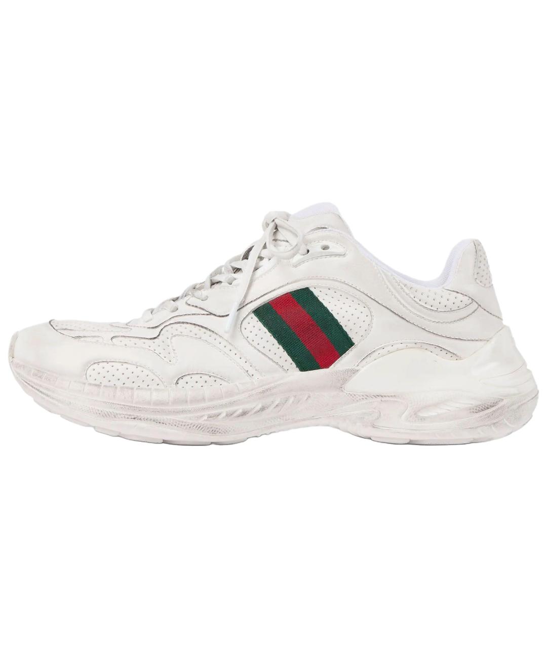 GUCCI Белые кожаные низкие кроссовки / кеды, фото 6