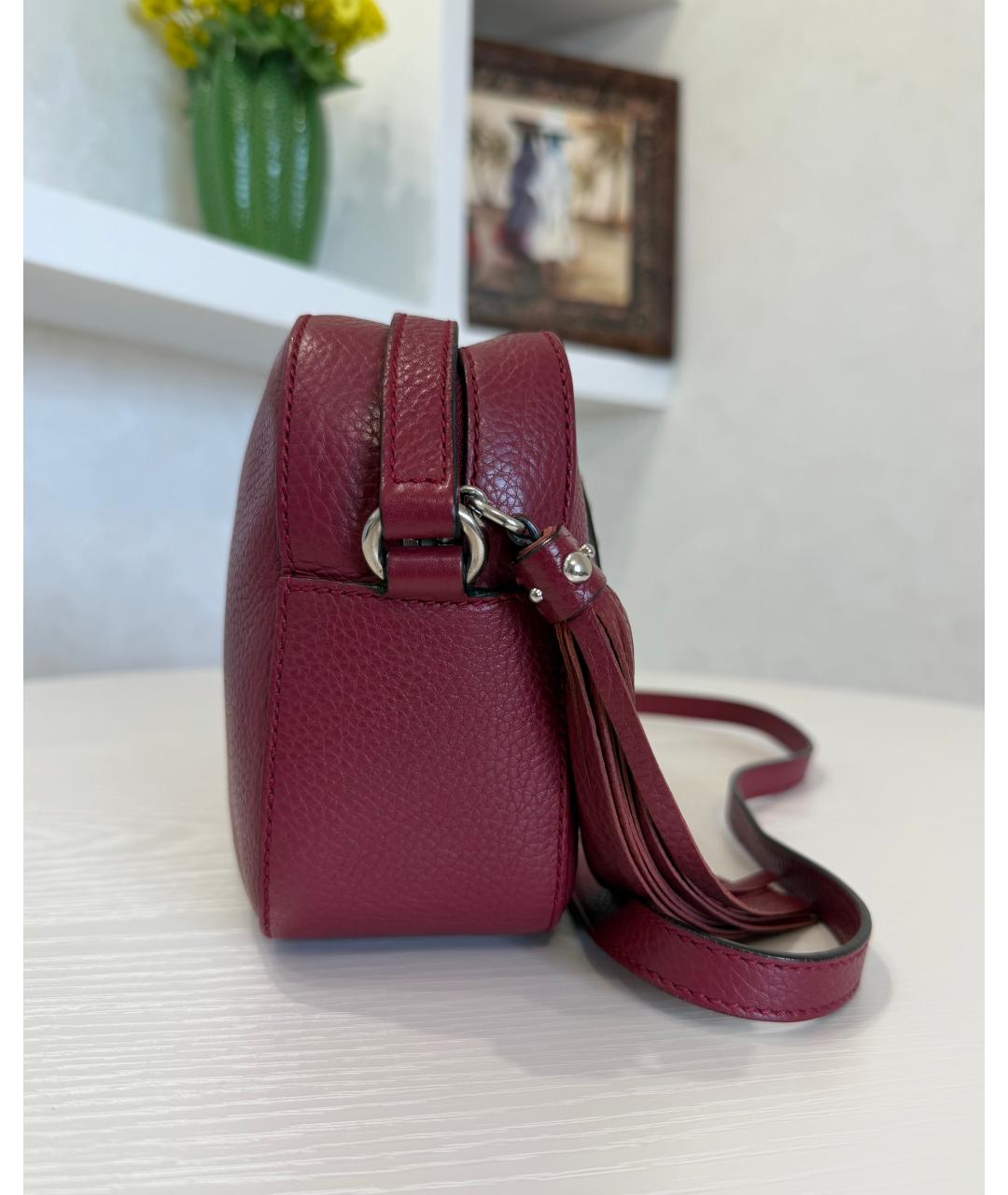GUCCI Бордовая кожаная сумка через плечо, фото 8