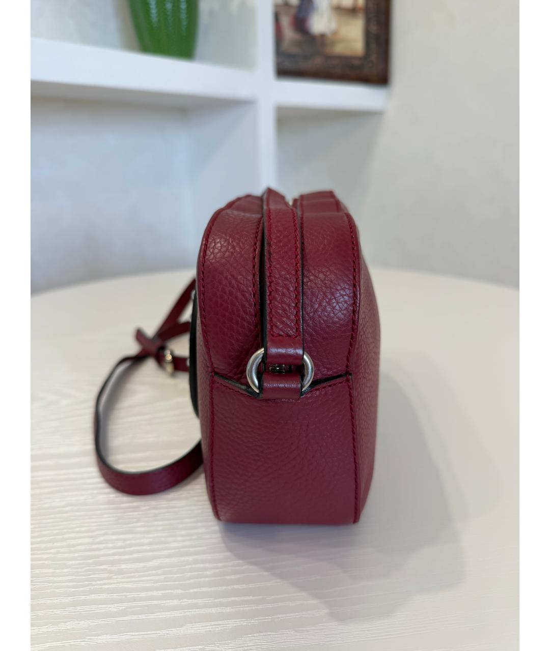 GUCCI Бордовая кожаная сумка через плечо, фото 7