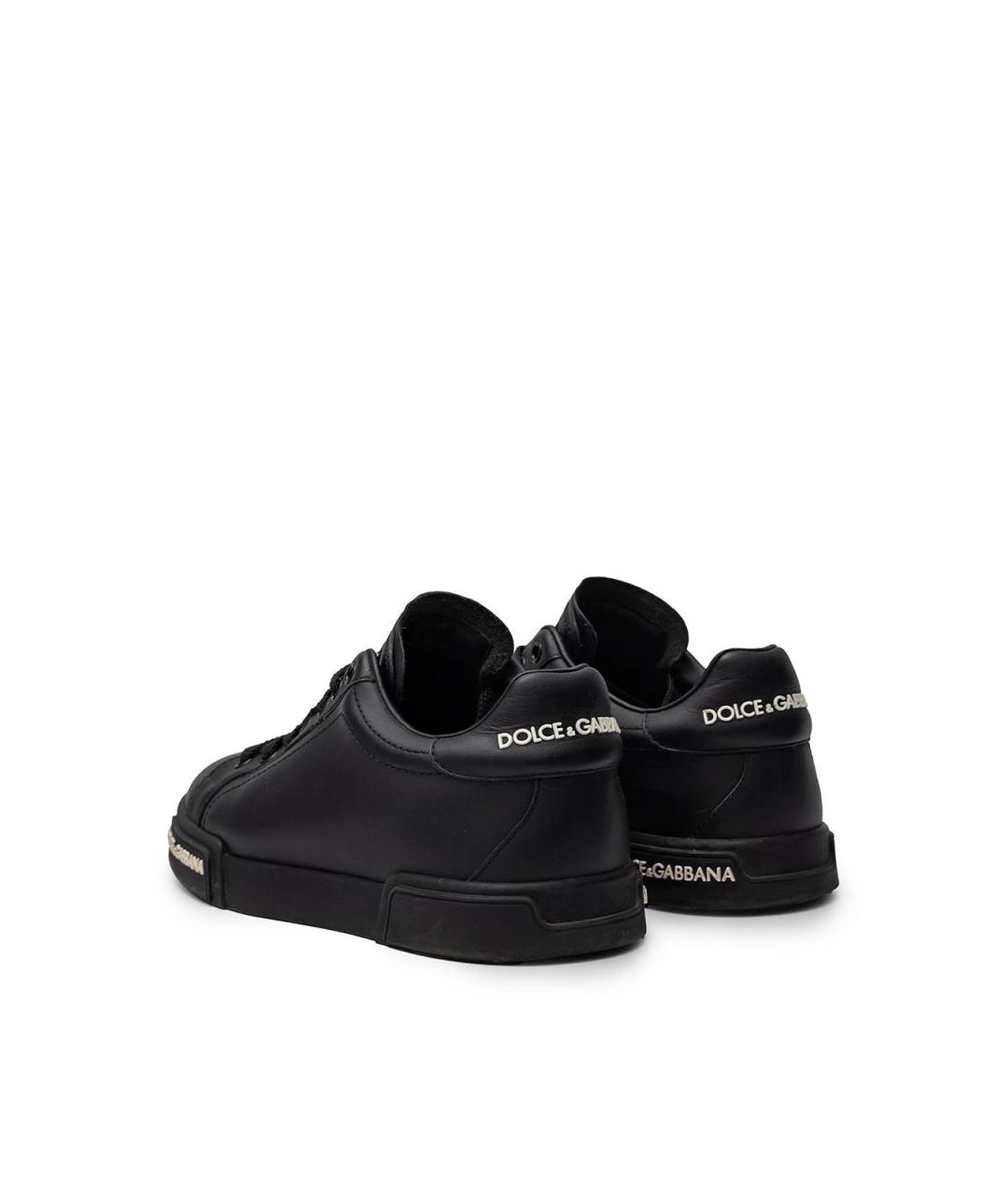 DOLCE&GABBANA Черные кожаные кеды, фото 3