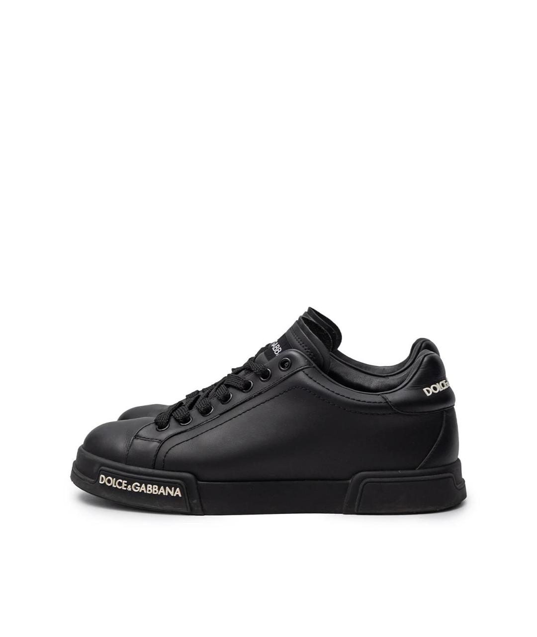DOLCE&GABBANA Черные кожаные кеды, фото 5