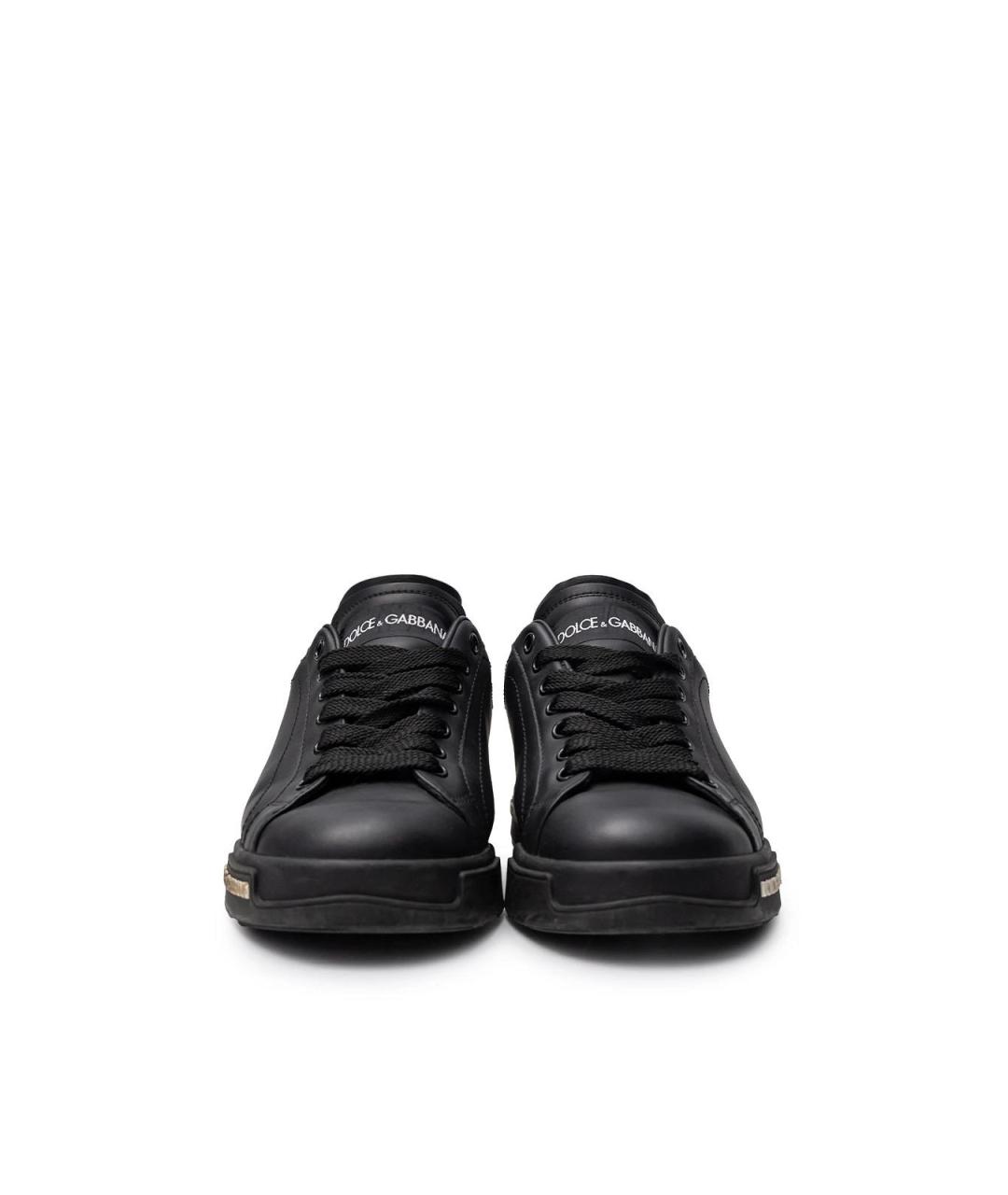 DOLCE&GABBANA Черные кожаные кеды, фото 4