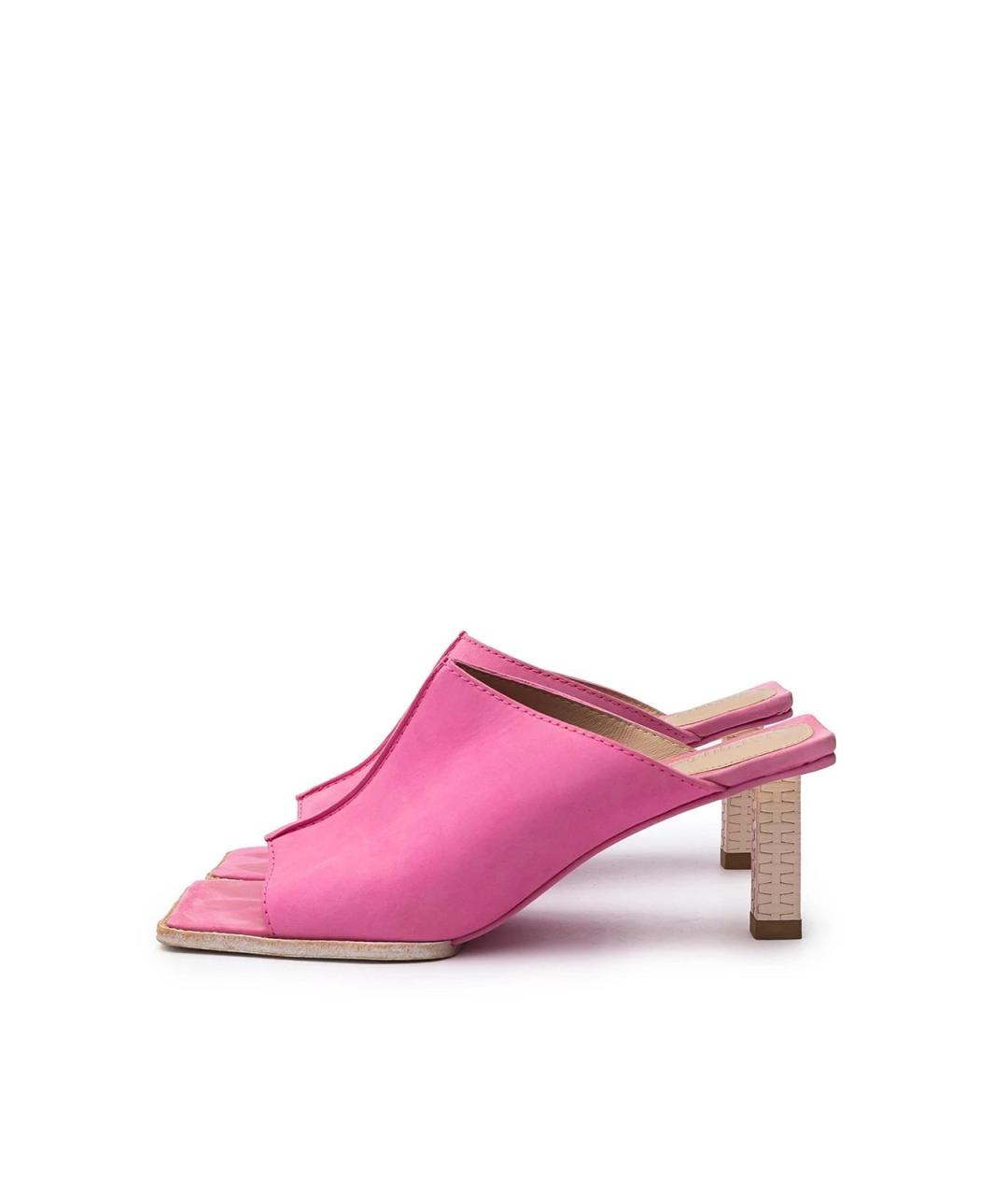 JACQUEMUS Розовые нубуковые мюли, фото 5