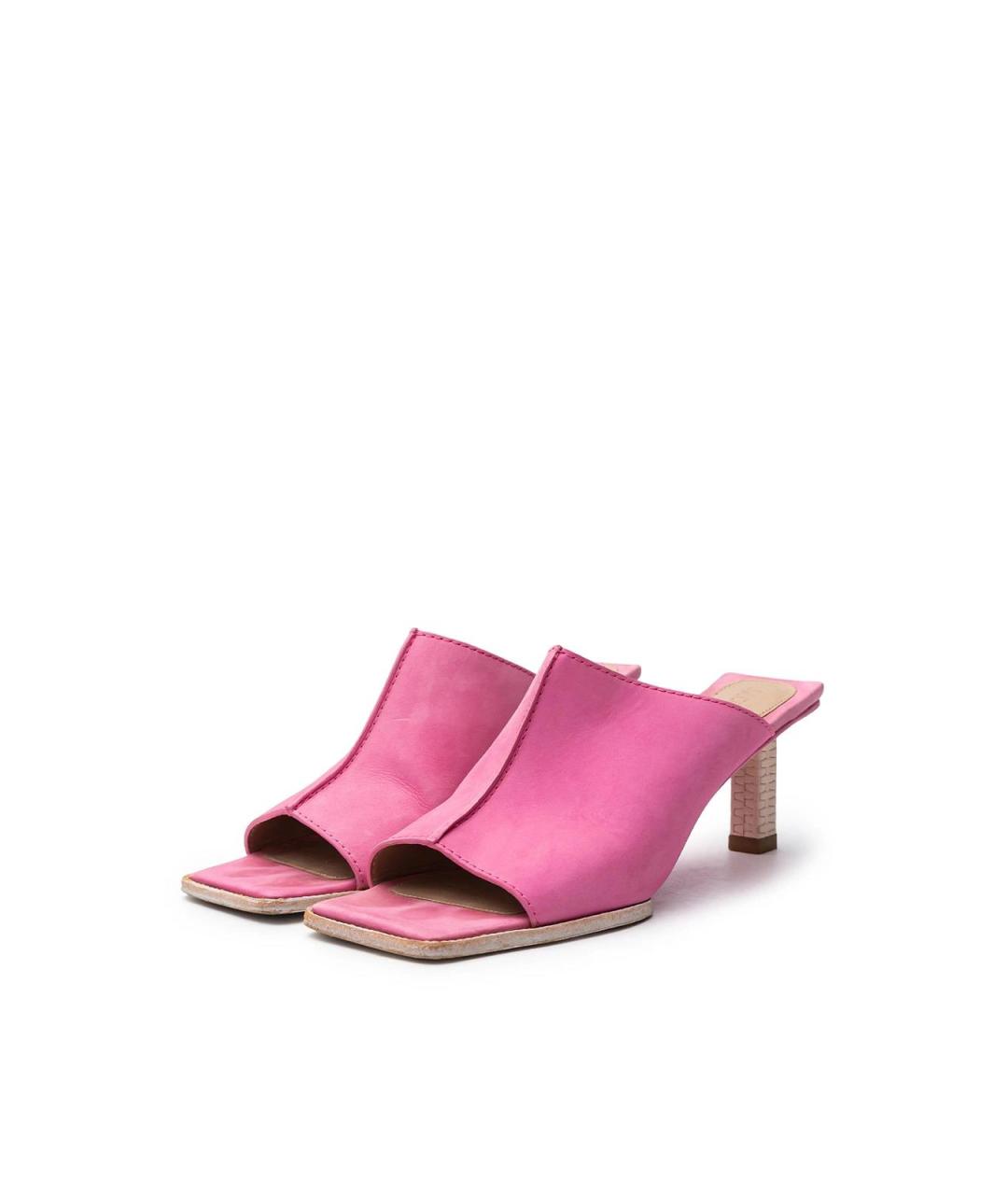 JACQUEMUS Розовые нубуковые мюли, фото 2