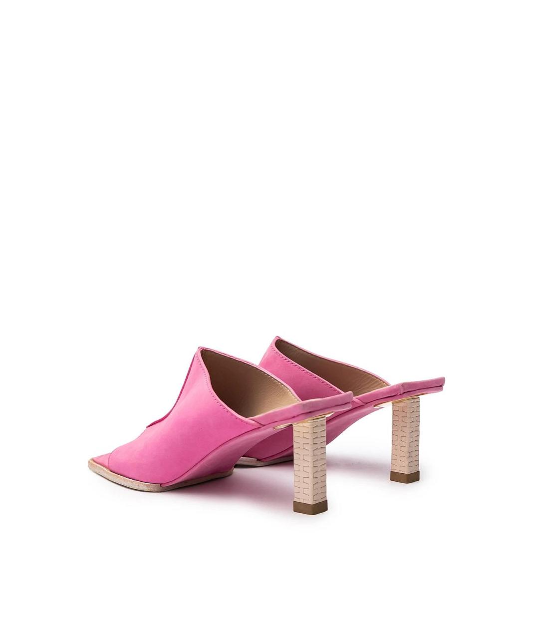 JACQUEMUS Розовые нубуковые мюли, фото 3