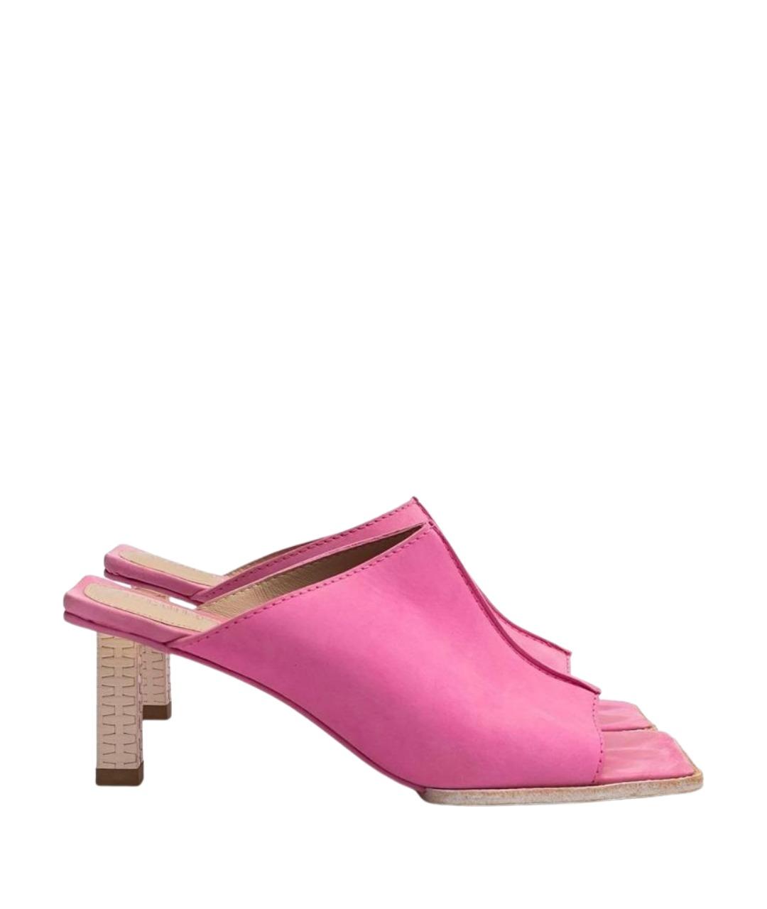 JACQUEMUS Розовые нубуковые мюли, фото 1