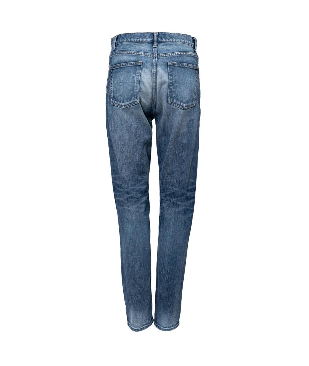 SAINT LAURENT Синие хлопковые прямые джинсы, фото 2