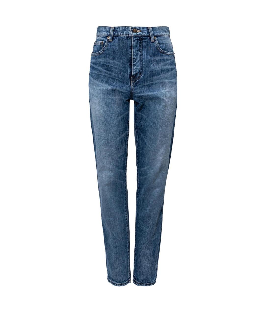 SAINT LAURENT Синие хлопковые прямые джинсы, фото 1