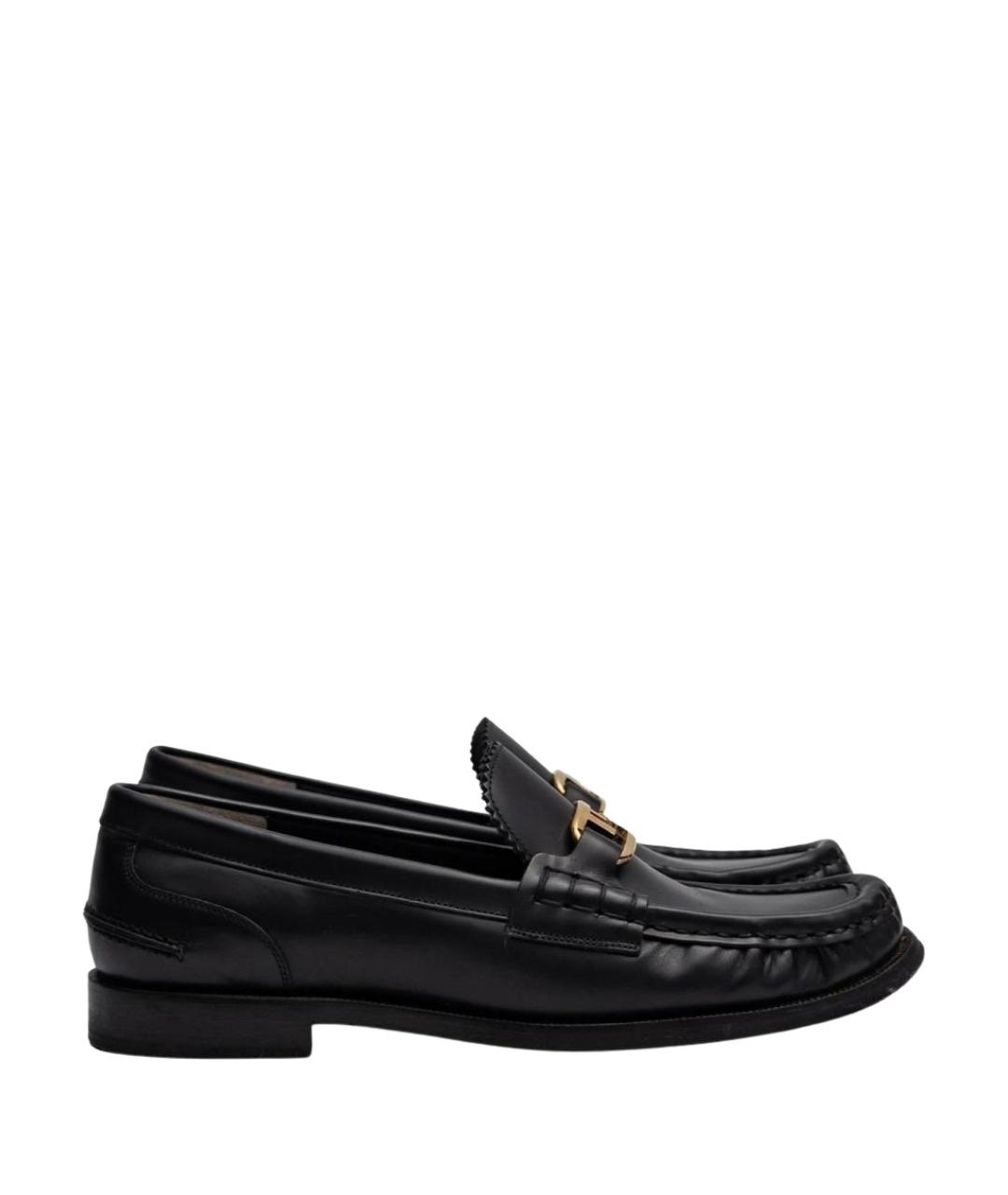 FENDI Черные кожаные лоферы, фото 1