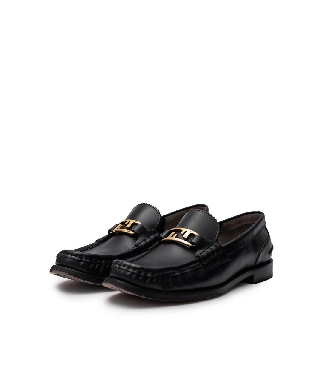FENDI Черные кожаные лоферы, фото 2