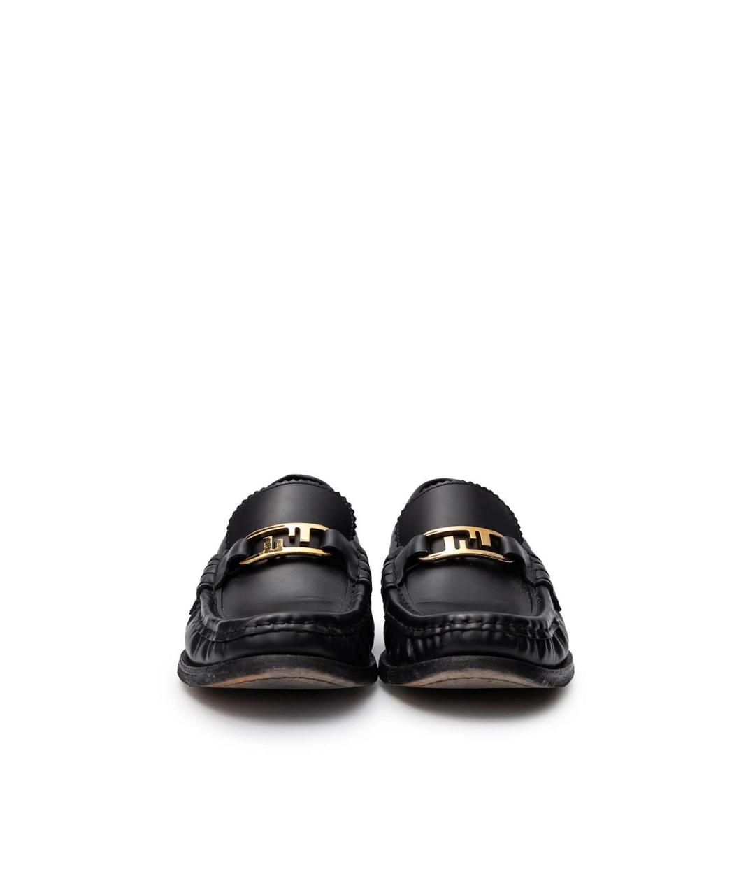 FENDI Черные кожаные лоферы, фото 4