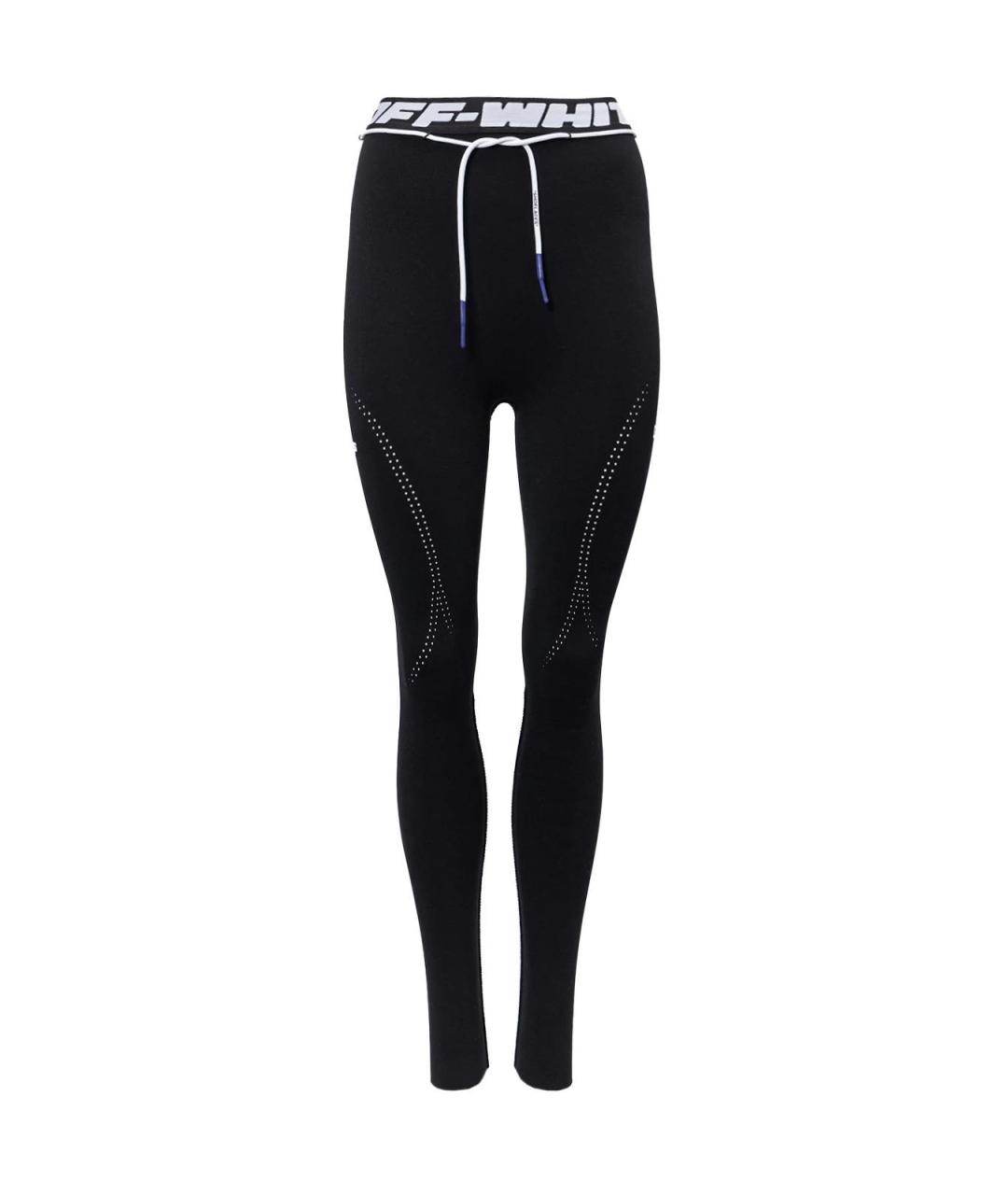 OFF-WHITE Черные полиэстеровые прямые брюки, фото 4
