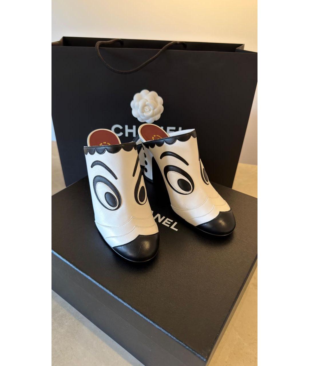CHANEL Белые кожаные мюли, фото 5