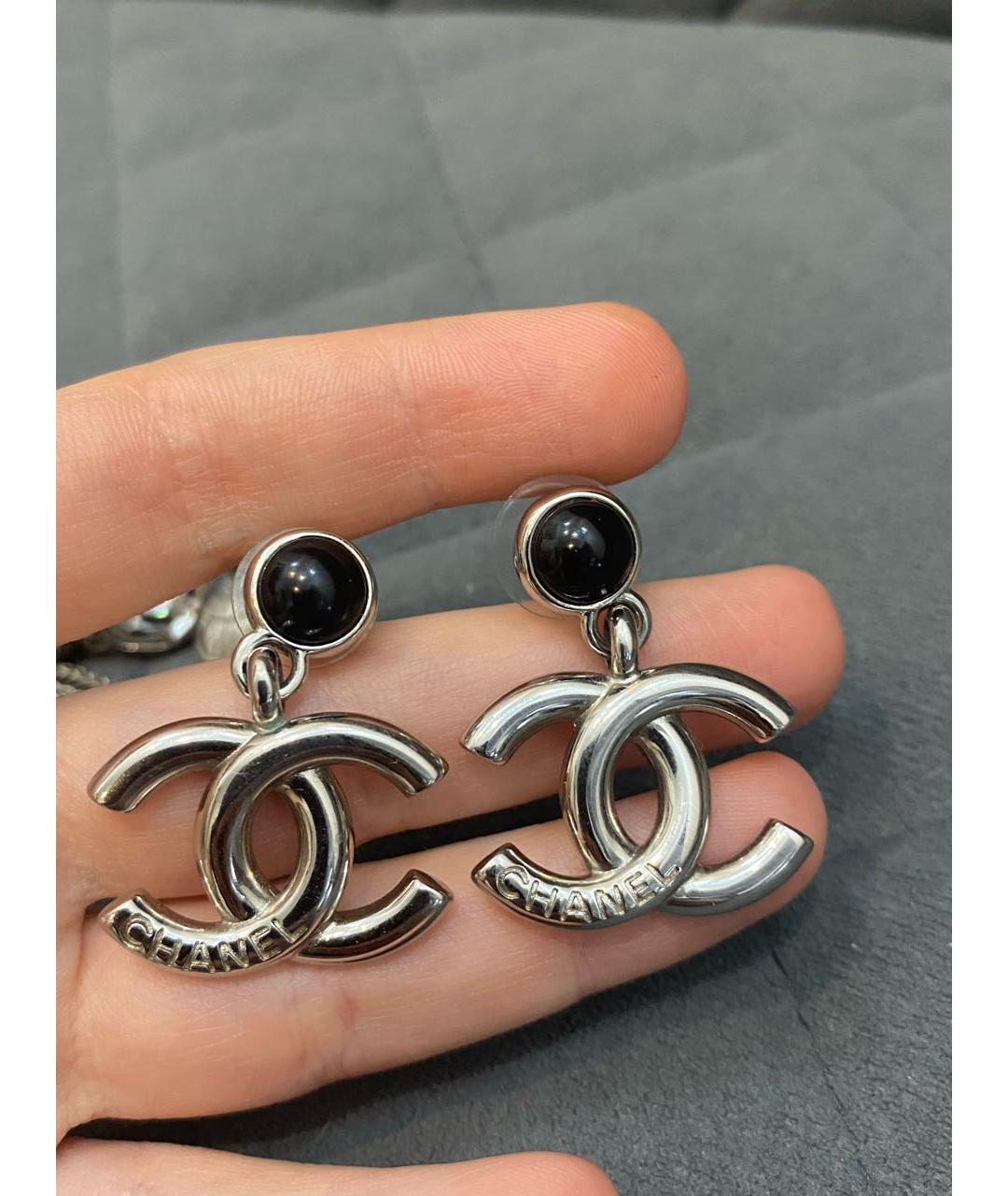 CHANEL Серебряные металлические серьги, фото 2