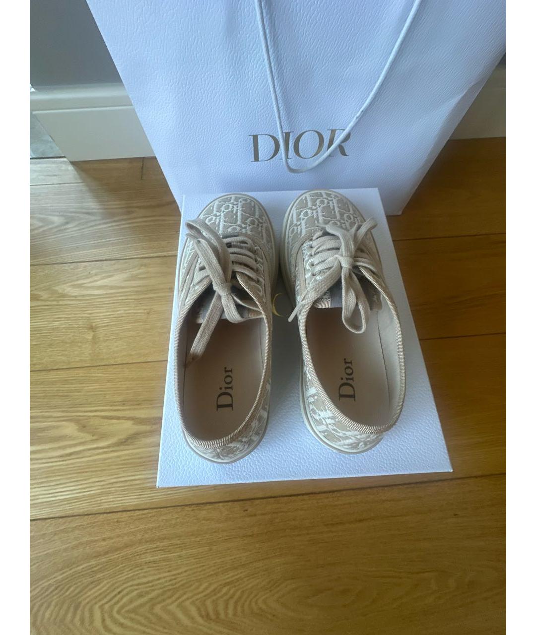 CHRISTIAN DIOR Бежевые текстильные кеды, фото 3