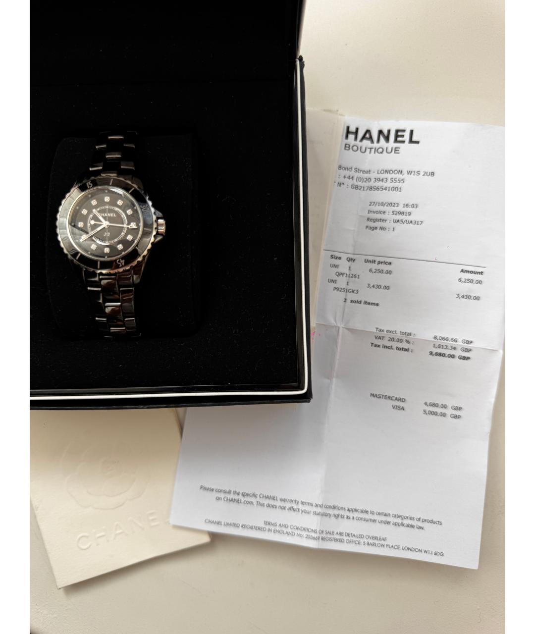 CHANEL Черные часы, фото 5