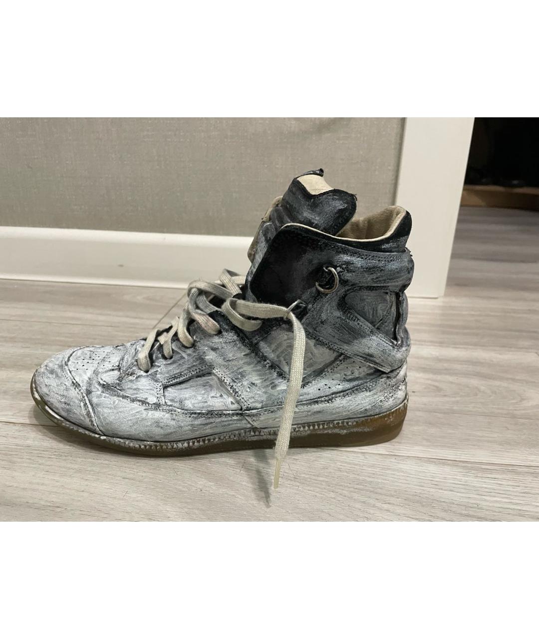 MAISON MARGIELA Белые кожаные высокие кроссовки / кеды, фото 5