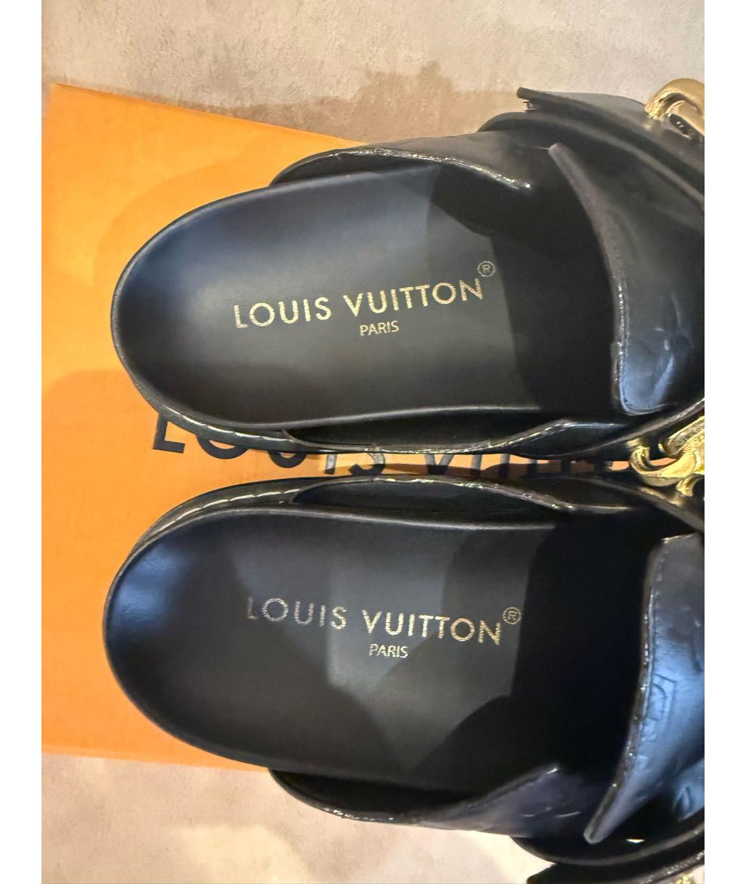 LOUIS VUITTON Черные кожаные сабо, фото 4