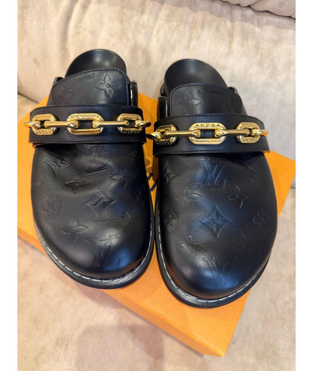 LOUIS VUITTON Черные кожаные сабо, фото 2