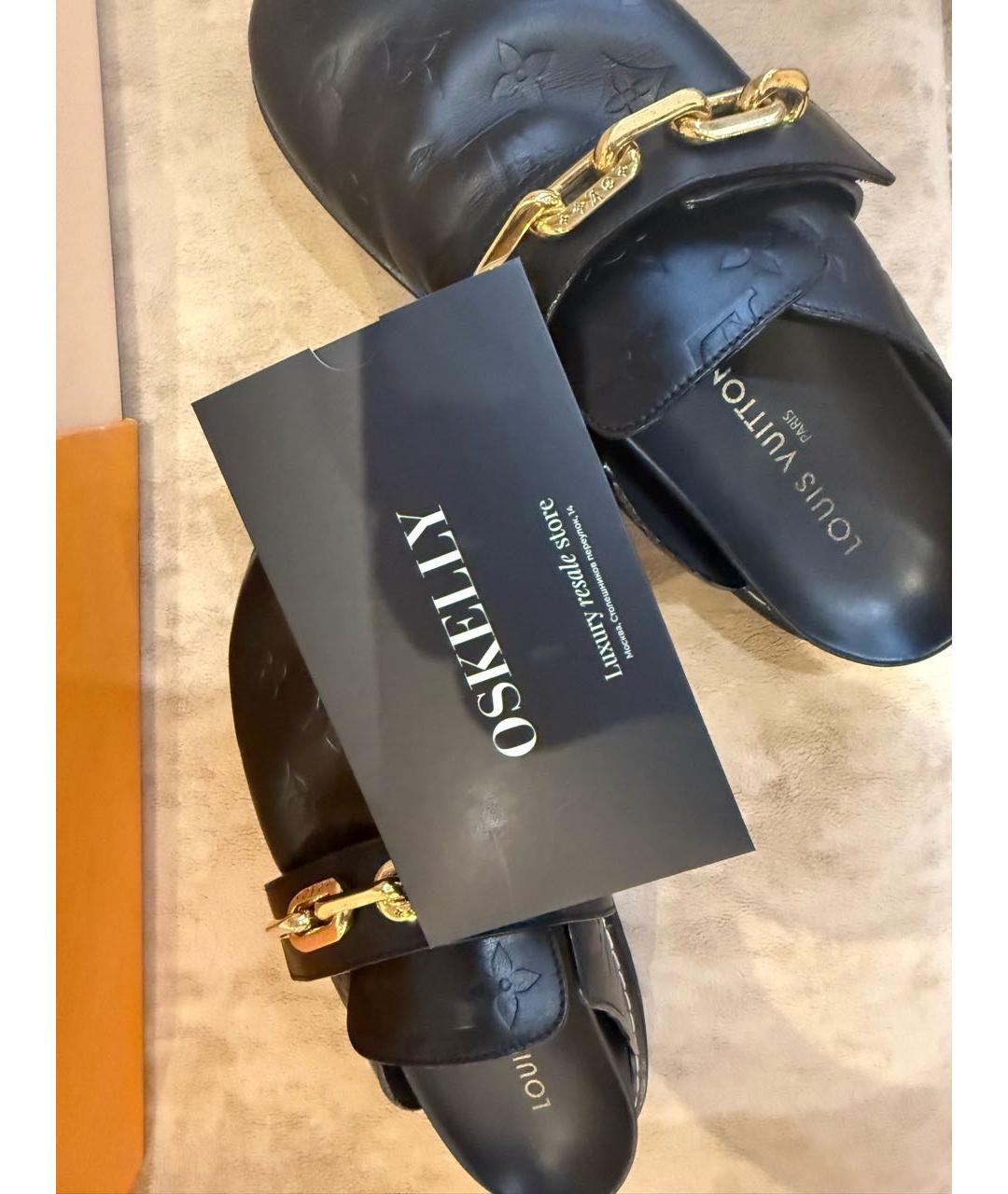 LOUIS VUITTON Черные кожаные сабо, фото 6