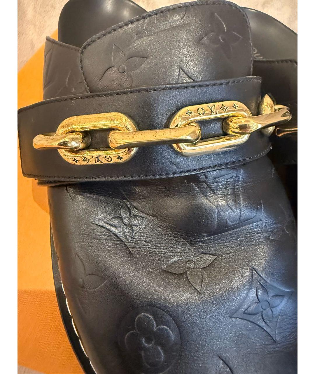 LOUIS VUITTON Черные кожаные сабо, фото 3